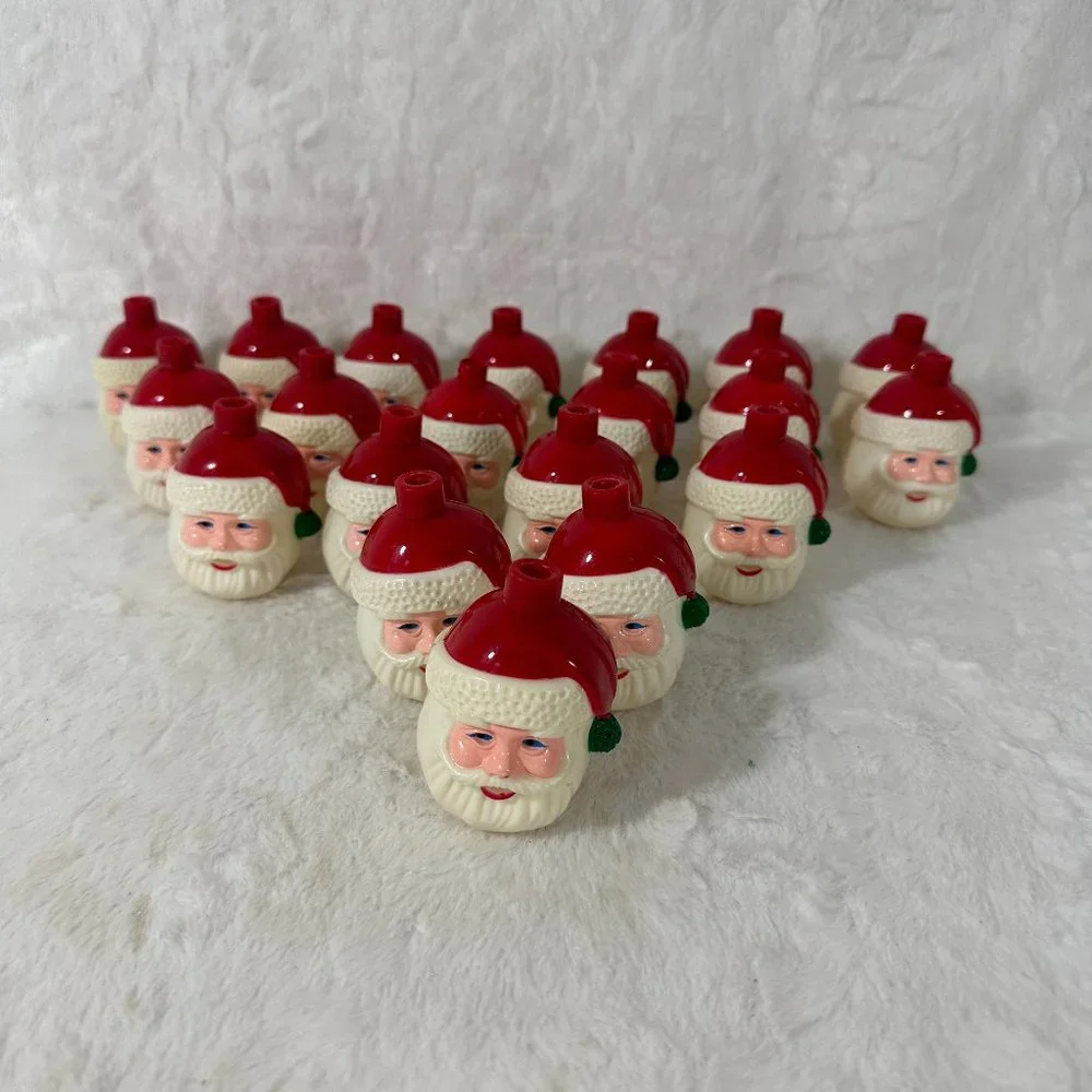 Vintage Santa Head Blow Mold String Light Covers Set Of 20 Rare Christmas! 🎅